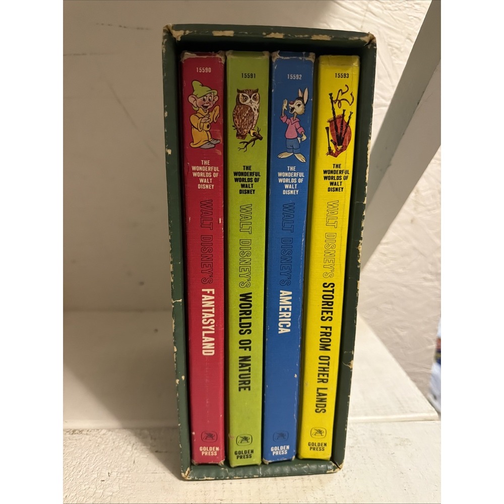 The Wonderful Worlds of Walt Disney VTG Box Set of 4 HC USA 1965 ~Classic Disney